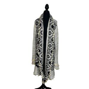 Venus Women’s Large Chic Boho Knit Cardigan Longline Faux Fur Fringe Hook&Eye
